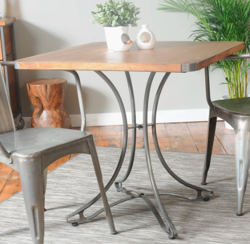 Square Natural Wood Grey 80cm Pedestal Dining Table