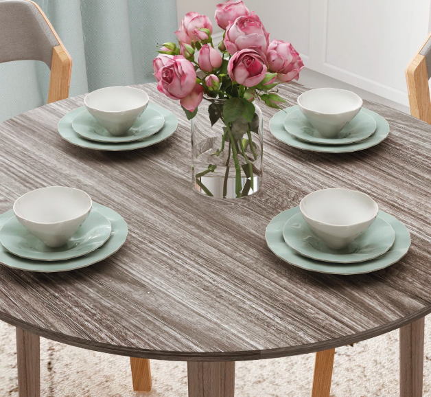 Drop Leaf Dining Table Extendable Pine Wood and Particleboard with Melamine Coating - Image 2