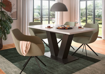 Extendable Natural Wood Grey Dining Table High-Quality Materials