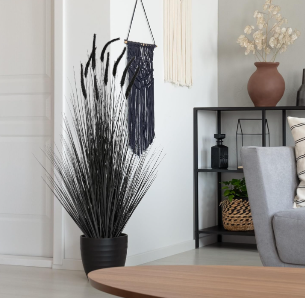 Artificial Horsetail Reed Grass Black Potted Plant - Image 4