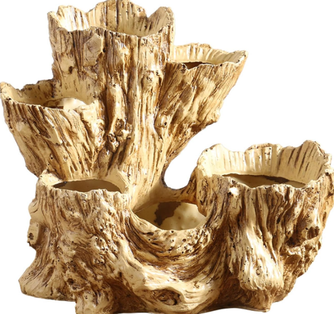 Driftwood Plant Pot – Rustic Resin Flower - Image 2