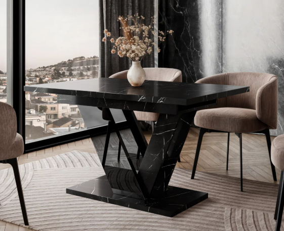 Dining Table with Storage Compartments – Modern Industrial Extendable Design