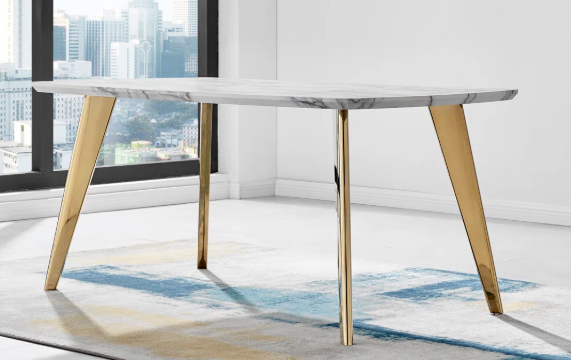 Luxury Gold Marble Dining Table – Modern Rectangular 160cm Tabletop - Image 2