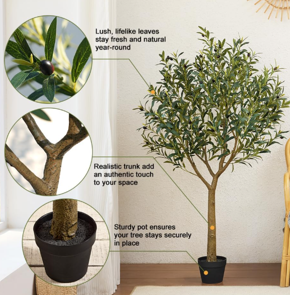 Artificial Olive Tree – Lifelike Indoor Outdoor Fake Plant - Image 3