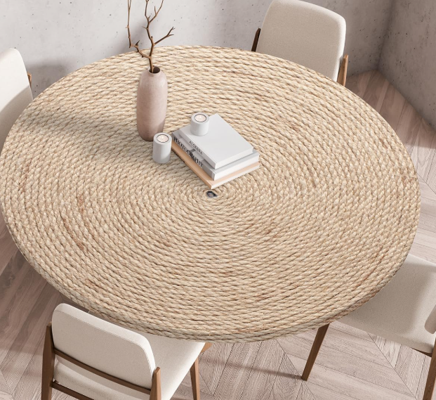 Tablecloth Polyester Elastic Edge – Wipeable Table Cover with 3D Retro Print - Image 2