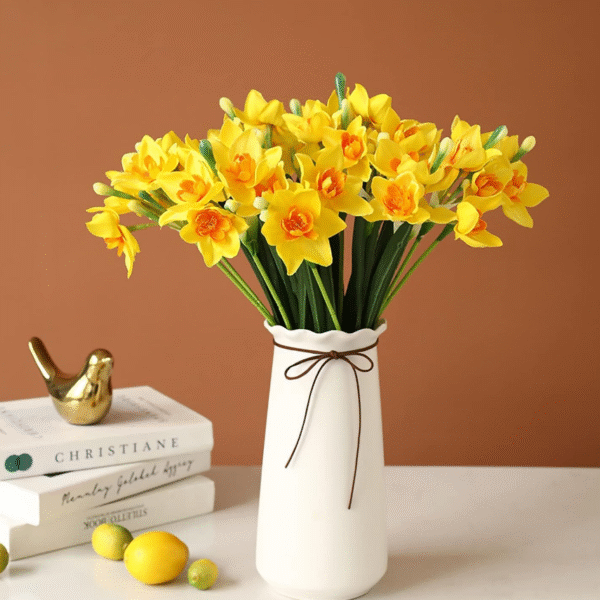 Artificial Daffodils Flowers Bouquet – Silk Fake Daffodil Stems