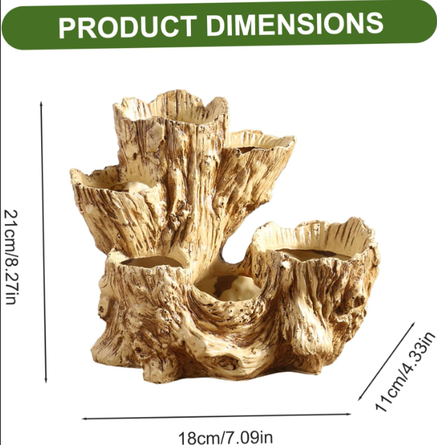 Driftwood Plant Pot – Rustic Resin Flower - Image 3